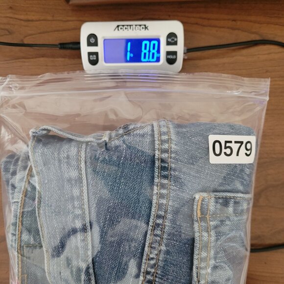 Levis Womens Low Slouch Flare Stretch Distressed Denim Blue Jeans Size 9M Jr. - Picture 12 of 12